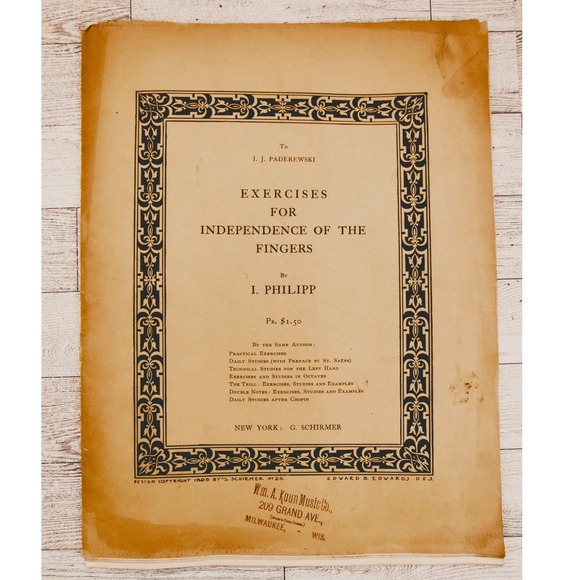 Exercises for Independence of the Fingers Piano Sheet Music Book 1896 Antique - Picture 1 of 11